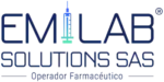 Logo de Emilab Solutions SAS, operador farmacéutico en Colombia especializado en abastecimiento institucional y distribución de medicamentos para clínicas, IPS y entidades del sector salud.