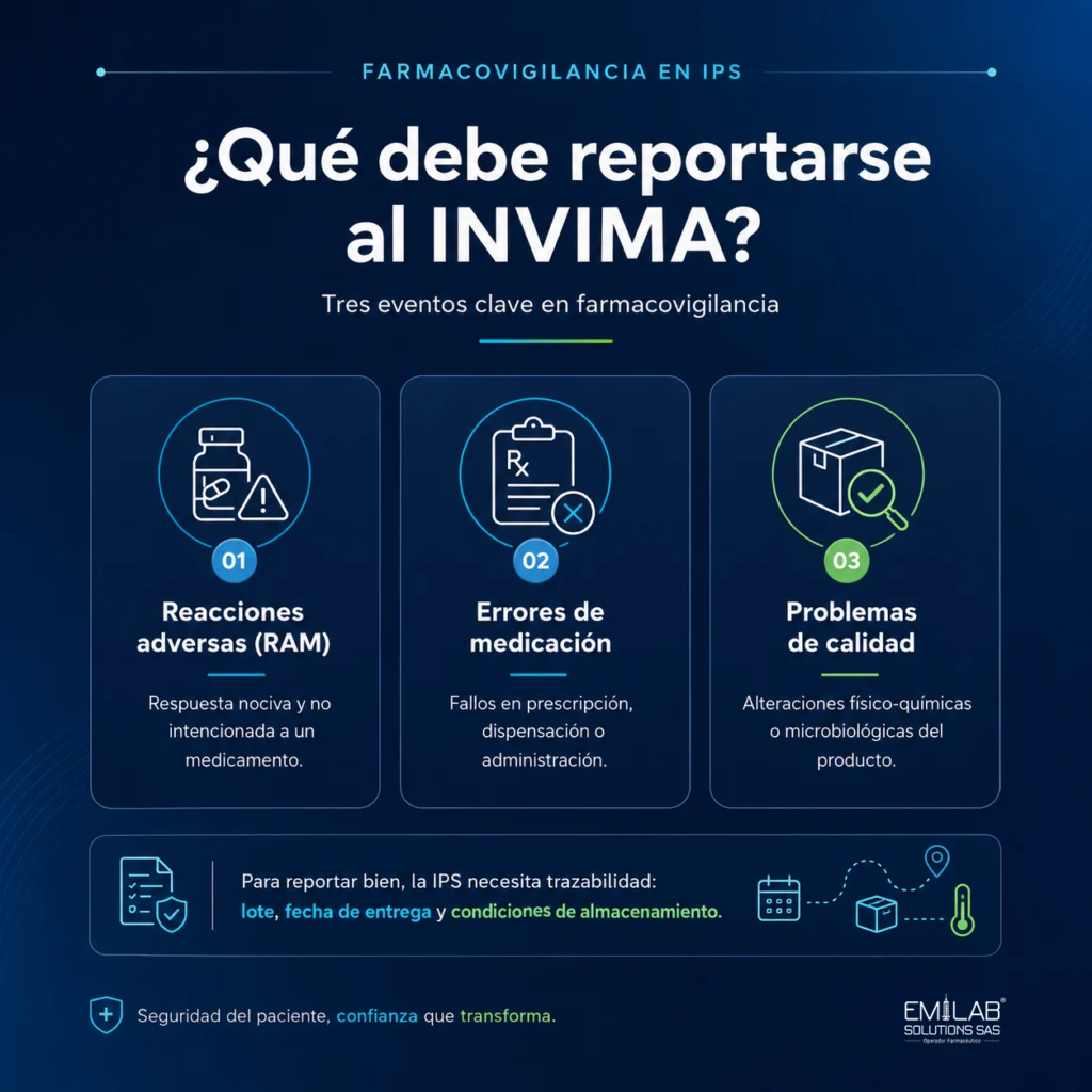 Cuando el INVIMA abre una investigación por un evento adverso relacionado con un medicamento, lo primero que solicita es elemental: el número de lote, la fecha de entrega y quién lo recibió. Tres datos básicos. Y en ese momento, muchas instituciones prestadoras de salud descubren que no los tienen disponibles, no porque no hayan querido tenerlos, sino porque nadie les había explicado con claridad que la responsabilidad en materia de farmacovigilancia no recae únicamente en el laboratorio farmacéutico que fabricó el producto.
